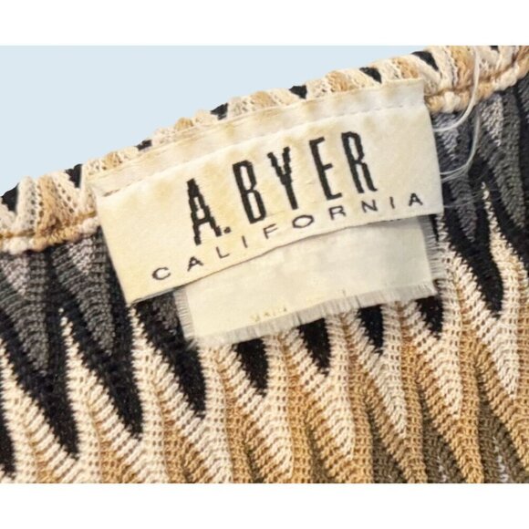 Vintage A. BYER California Zig Zag V Neck Short Sleeve Top Shirt Blouse Sz S - Picture 5 of 6